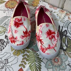 Tommy Bahama Pink and Cream Floral Slip-On Shoes